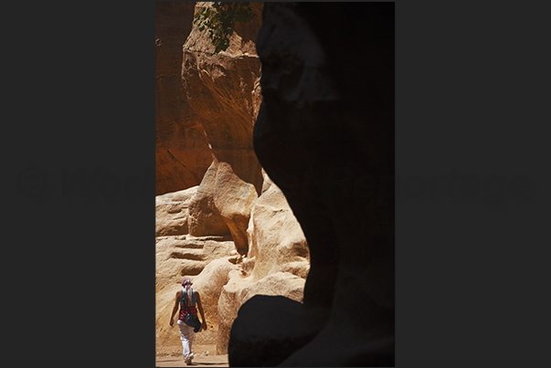 Each step in the Al-Siq Canyon, is a discovery of shadows and lights that fascinate the visitor Each step in the Al-Siq Canyon, is a discovery of shadows and lights that fascinate the visitor