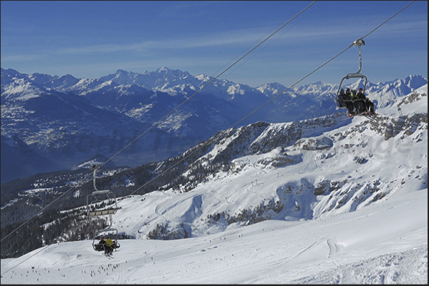 On the horizon the majestic Mont Blanc massif On the horizon the majestic Mont Blanc massif