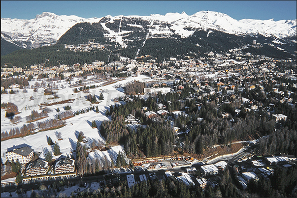 View of the ski resort