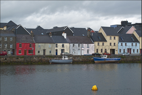 Galway city. Houses of the fishermen on the docks Galway city. Houses of the fishermen on the docks