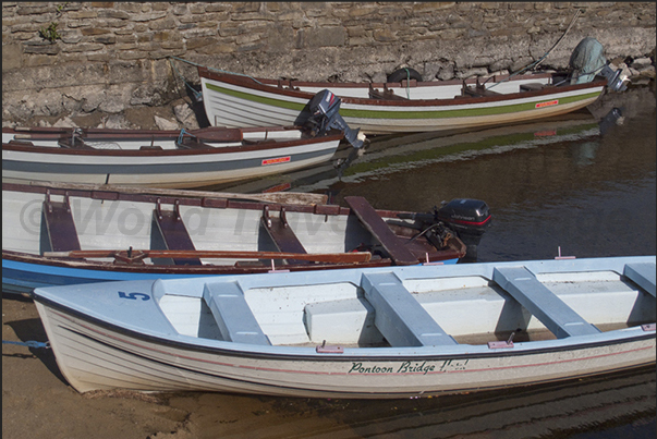 The fishing boats used in the lagoons of Pontoon Bridge in County Mayo on the west coast of Ireland