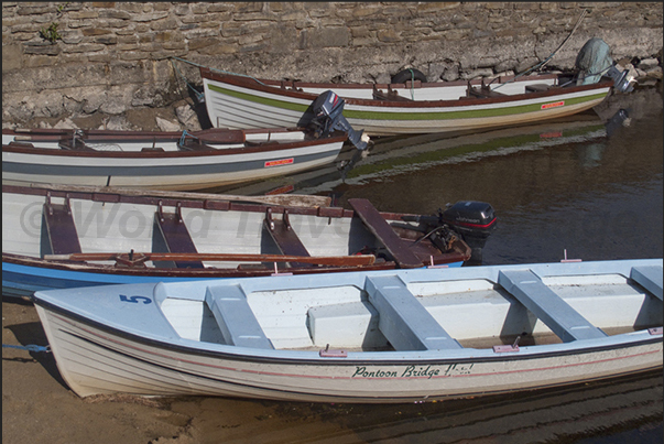 The fishing boats used in the lagoons of Pontoon Bridge in County Mayo on the west coast of Ireland The fishing boats used in the lagoons of Pontoon Bridge in County Mayo on the west coast of Ireland