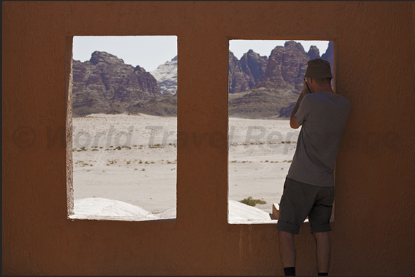 A window on the desert. Information center of the Desert National Park A window on the desert. Information center of the Desert National Park