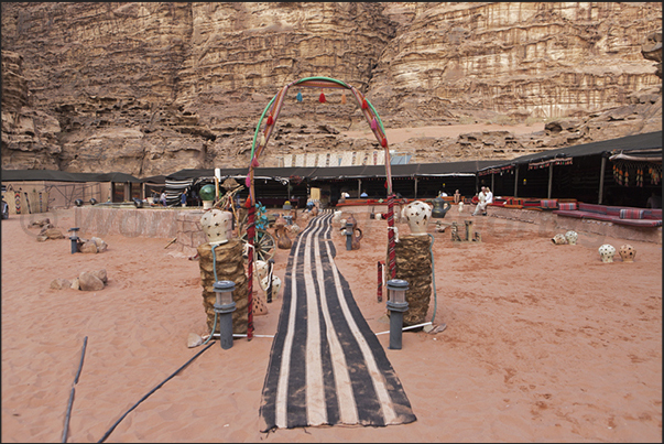 The entrance to a tent camp equipped with all comforts to accommodate tourists