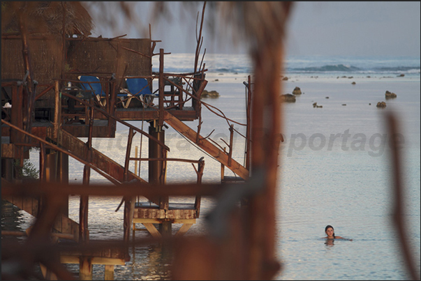 The villas of the Lagoon Resort located on the island of Mori Akitua