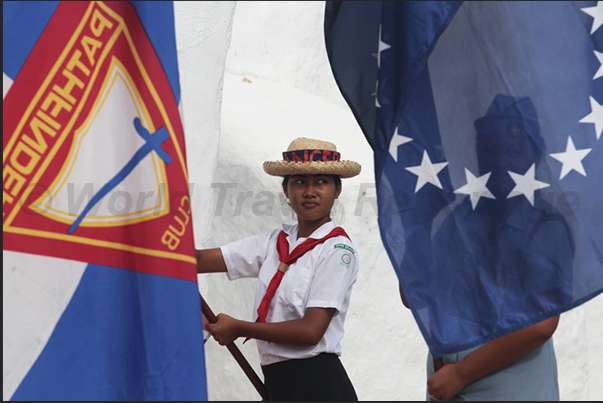 Arutanga, the capital. Commemoration of the soldiers of the Cook Islands, died in the I World War in Kefalonia