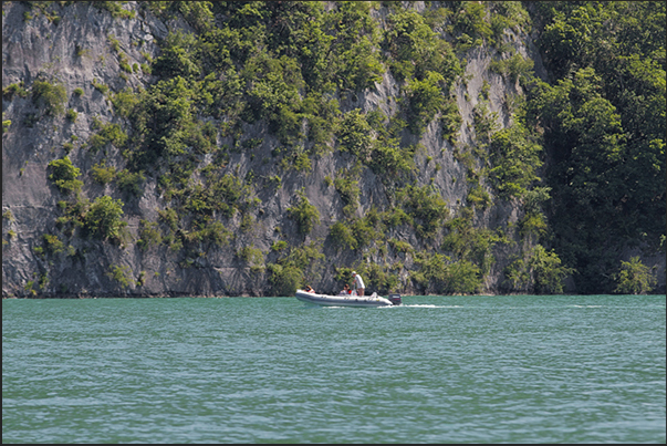 The cliff between Talloires and Menthon Saint Bernard on the east coast of the lake