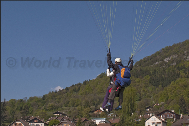 Landing near the village of Talloires