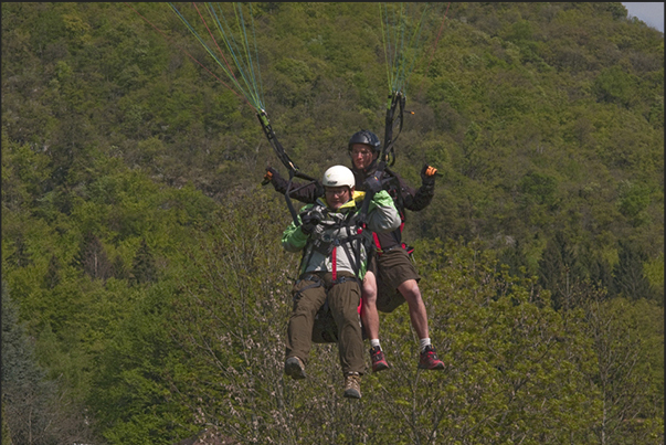 Landing near the village of Talloires