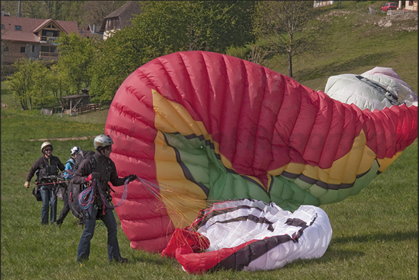 Landing near the village of Talloires