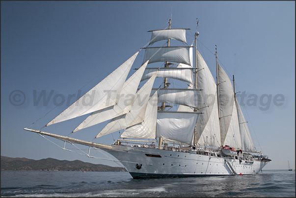 Star Clipper, sailing between Santorini and Rhodes islands Star Clipper, sailing between Santorini and Rhodes islands