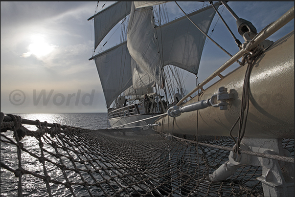 An old way to navigate but still with a great charm. The net under the bowsprit