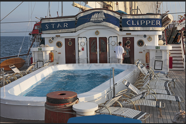 The pool on the stern deck on the Star Clipper ship The pool on the stern deck on the Star Clipper ship