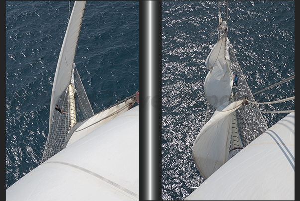 On top of the fore mast. A good place to take unusual pictures. On top of the fore mast. A good place to take unusual pictures.