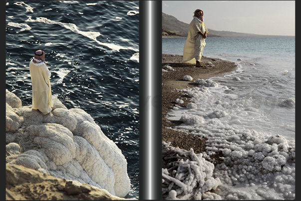 In contemplation on the salt cliffs of Dead Sea