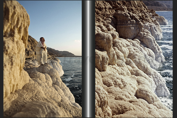 In contemplation on the salt cliffs of Dead Sea