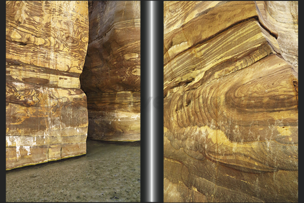 On the walls of the canyon, layers of oxides create fantastic designs On the walls of the canyon, layers of oxides create fantastic designs