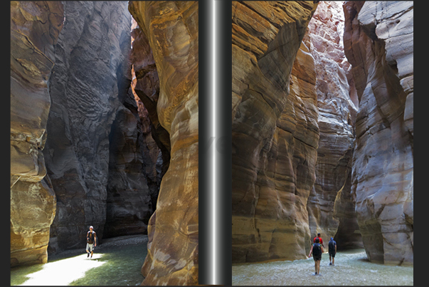 More you enter into the gorges of Wadi Mujib, more the canyon narrows More you enter into the gorges of Wadi Mujib, more the canyon narrows