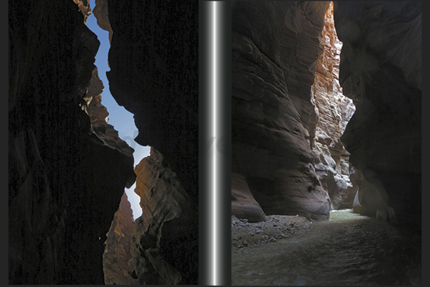 The high walls of the canyon, rise vertically sometimes, obscuring even the sky The high walls of the canyon, rise vertically sometimes, obscuring even the sky