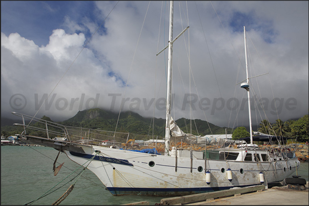 The port of Avarua (north coast). The only one port on the island