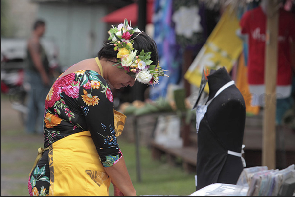 Punanga Nui Market. Stall clothing Punanga Nui Market. Stall clothing
