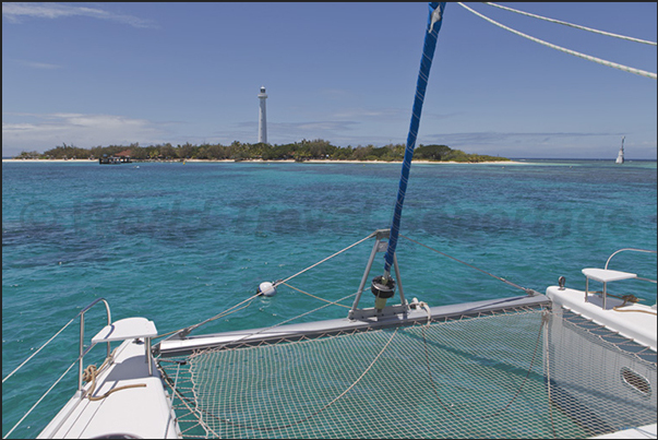 The island with the Amédée lighthouse at the entrance of the main pass to the lagoon and then to the port of Noumea