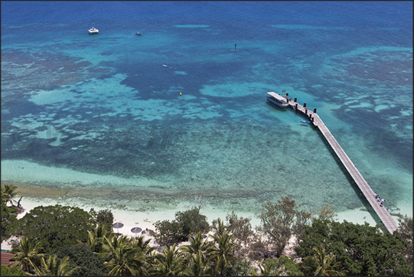 Pier of the ferry that connects the city of Noumea with the island where is the lighthouse Amédée Pier of the ferry that connects the city of Noumea with the island where is the lighthouse Amédée