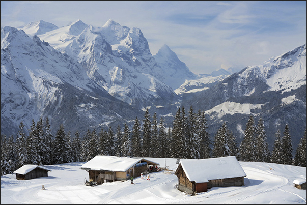 Mount Wetterhorn and, in the background, the Eiger summit Mount Wetterhorn and, in the background, the Eiger summit