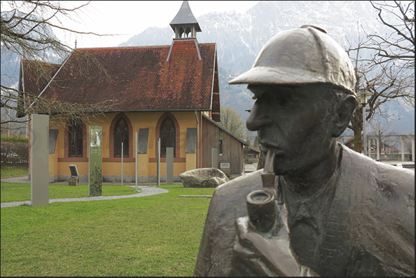 In the Reichenbach Falls, near Meiringen, Sir Conan Doyle slew his literary character (Sherlock Holmes) in a fatal duel In the Reichenbach Falls, near Meiringen, Sir Conan Doyle slew his literary character (Sherlock Holmes) in a fatal duel