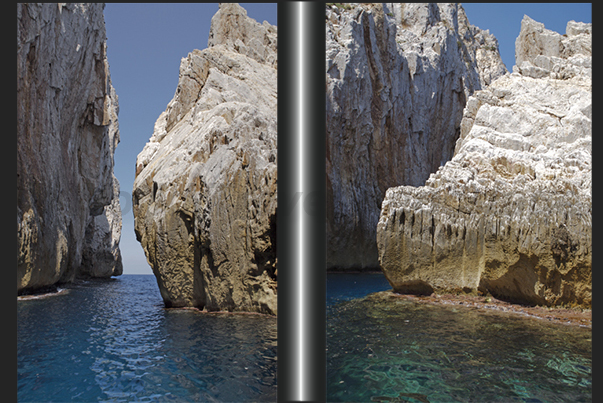 The cliff between the village of Buggerru and the bay of Cala Domestica. A paradise for anyone who rents a small boat The cliff between the village of Buggerru and the bay of Cala Domestica. A paradise for anyone who rents a small boat