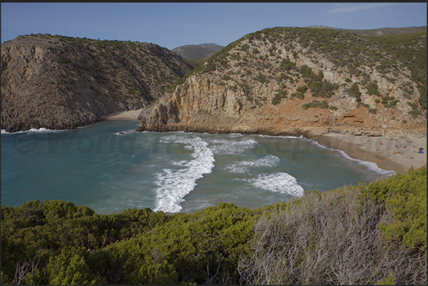 The bay of Cala Domestica and the beaches in the end of the bay The bay of Cala Domestica and the beaches in the end of the bay