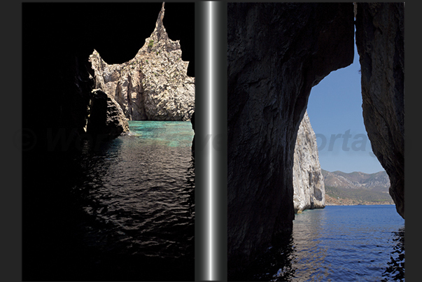 One of the many caves that meet navigating Cala Domestica bay and mines on the sea of Porto Flavia One of the many caves that meet navigating Cala Domestica bay and mines on the sea of Porto Flavia