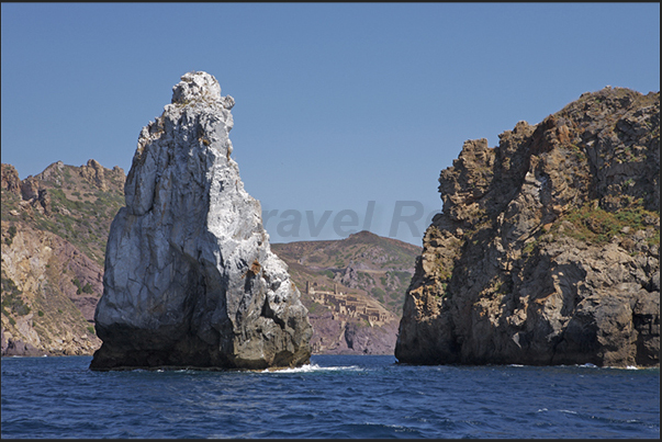 The cliffs and the islands below the village of Nebida between Masua Bay and the village of Portoscuso