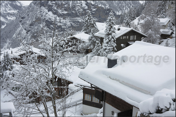The mountain village of Murren The mountain village of Murren