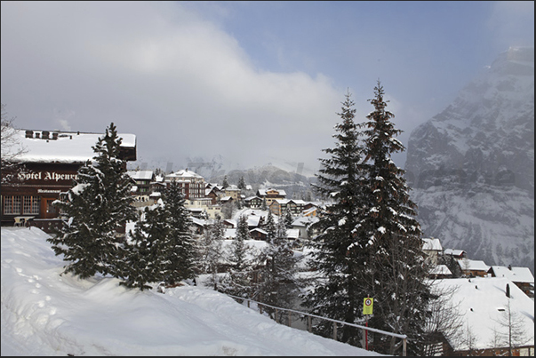 The village wakes up in the morning to a new day of skiing