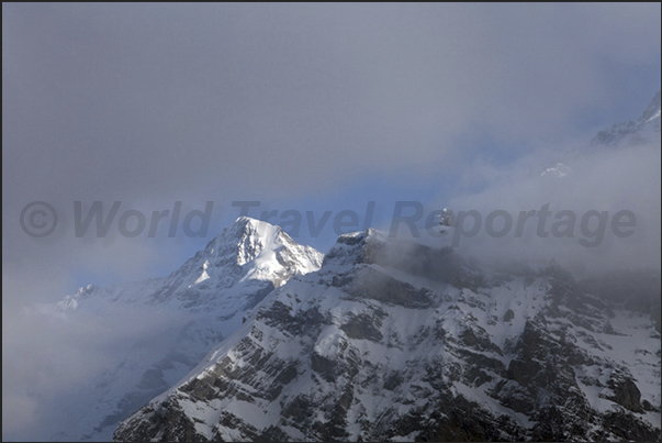 The peak of Mount Monch view from Murren The peak of Mount Monch view from Murren