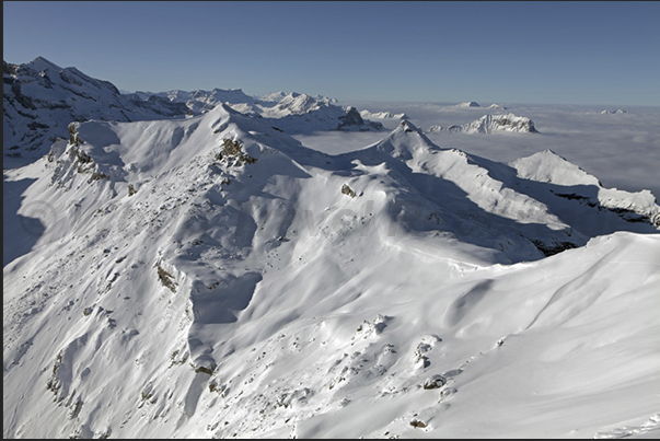 The view from the summit of Mount Schilthorn The view from the summit of Mount Schilthorn