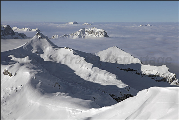 The view from the summit of Mount Schilthorn The view from the summit of Mount Schilthorn