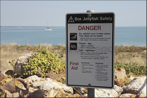 Limits for bathing near Cullen Bay Marina (western outskirts of the town)