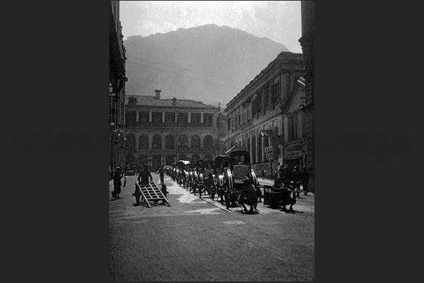 Hong Kong. Rickshaw waiting for customers