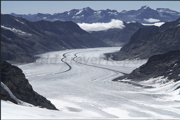 The Aletsch Glacier, considered the longest in Europe, seen from the astronomical observatory The Aletsch Glacier, considered the longest in Europe, seen from the astronomical observatory