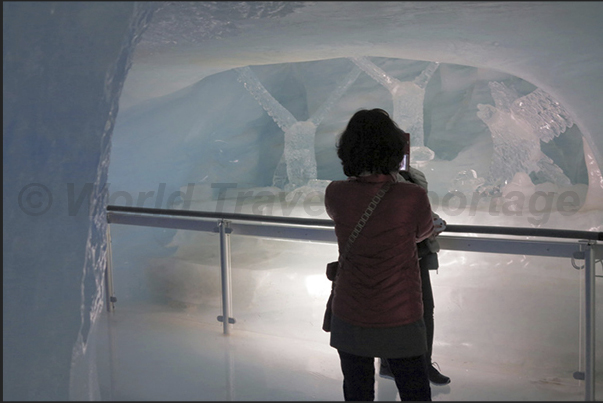 Ice sculptures carved directly into the glacier Ice sculptures carved directly into the glacier