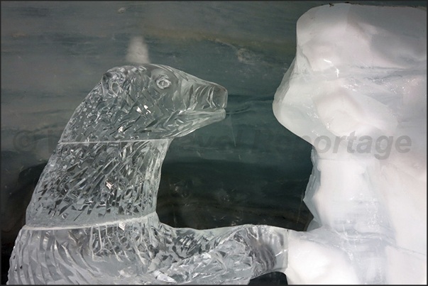 Ice sculptures carved directly into the glacier Ice sculptures carved directly into the glacier
