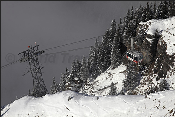 The cable car Wengen - Lauberhorn The cable car Wengen - Lauberhorn