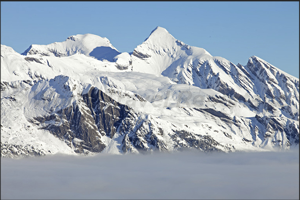 The valley of Grindelwald in the clouds