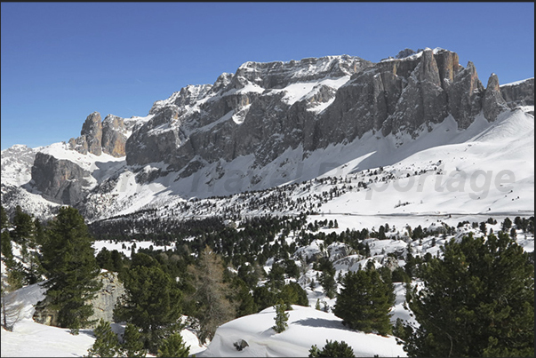 The rocky mountains of the Sella group seen from Sella Pass The rocky mountains of the Sella group seen from Sella Pass