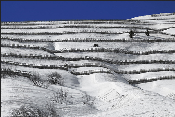 Protections against avalanches on the slopes of connection between the Sella Pass with Pordoi Pass