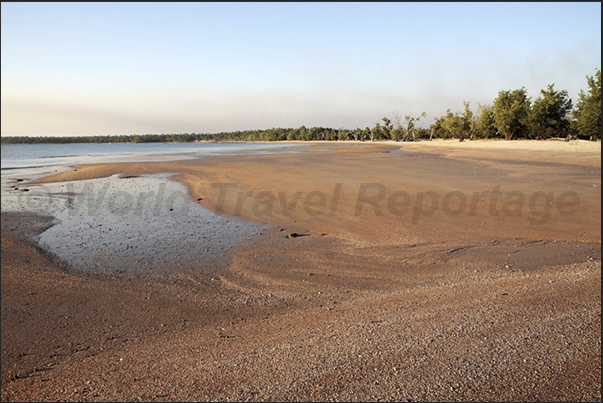 Cobourg Peninsula. The beaches and coastline at sunset, turn red