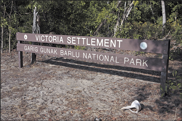 Cobourg Peninsula, Entrance to the ruins of the village of Victoria, the first English settlement that dates back to 1830 Cobourg Peninsula, Entrance to the ruins of the village of Victoria, the first English settlement that dates back to 1830