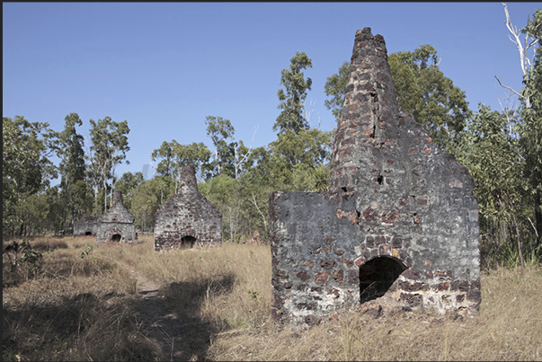 In Victoria Settlement, there are only stone structures because the wooden structures were destroyed by termites